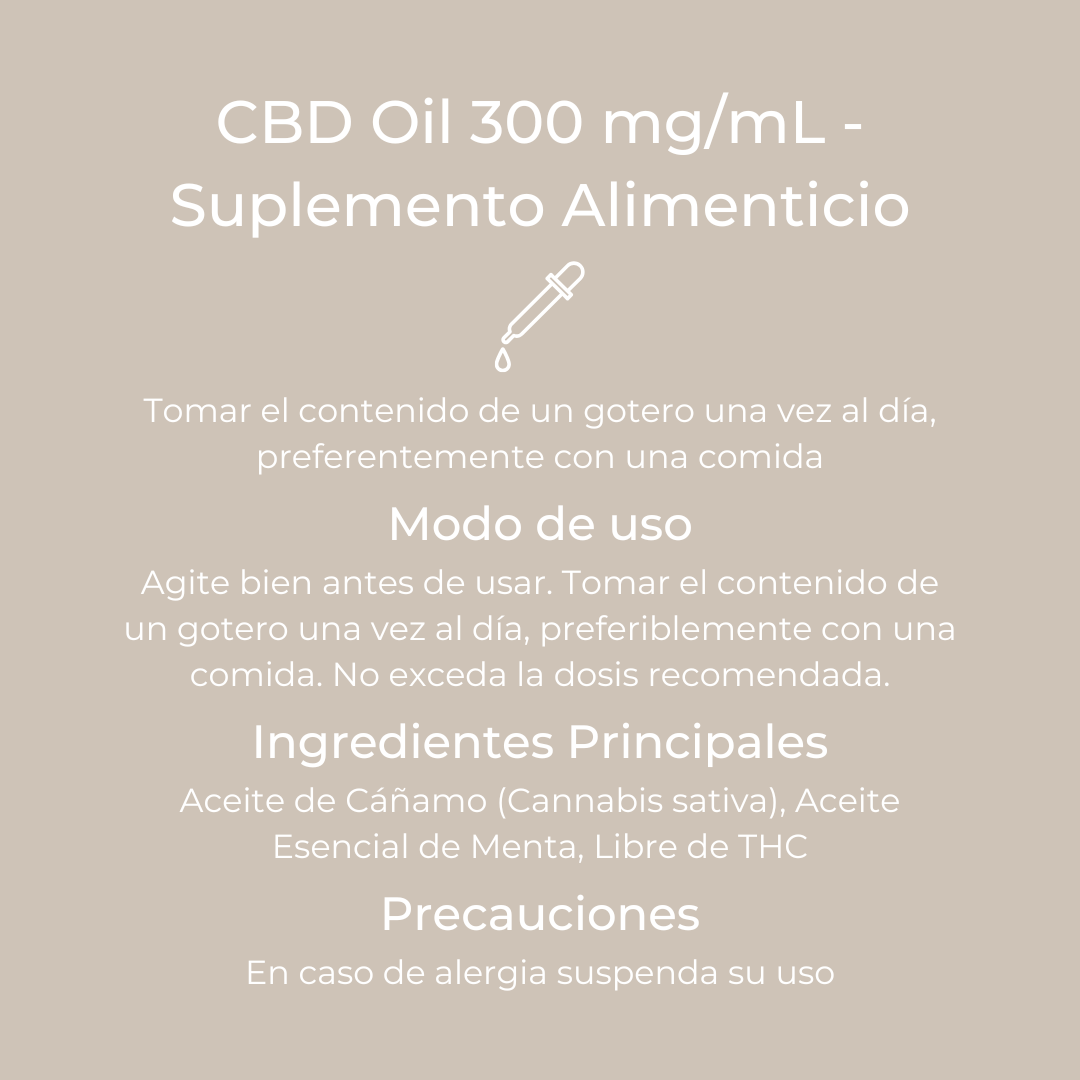 CBD Oil 300 mg/mL -Suplemento Alimenticio-